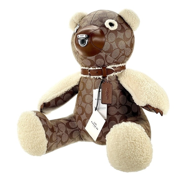 RARE COACH F75528 LARGE LEATHER SHEARLING BEAR COLLECTOR HOLIDAY GIFT - Picture 7 of 16